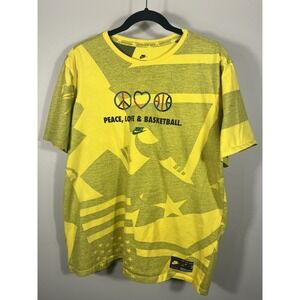 Nike Peace Love & Basketball Shirt Mens XL Double Sided Yellow NBA  AOP (O)